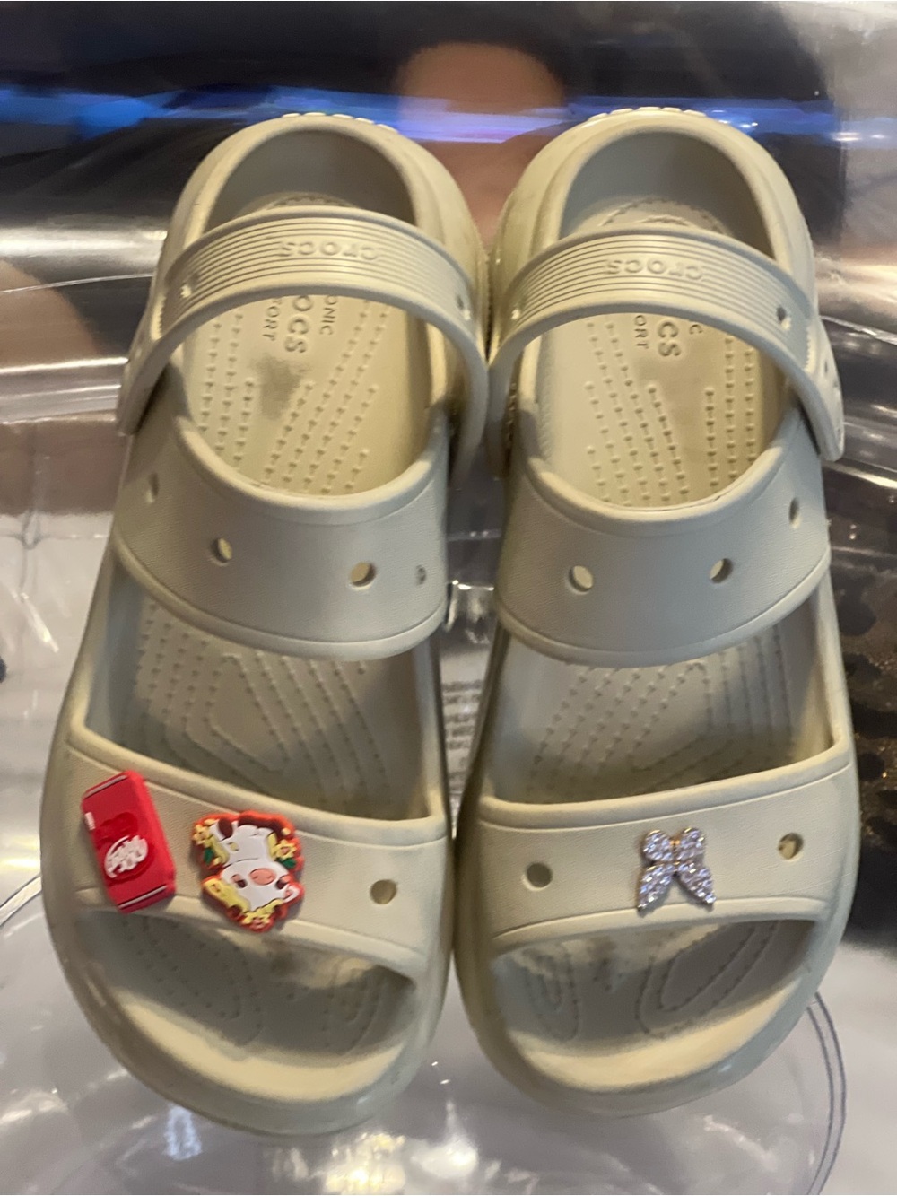 CROCS Kids Beige Sandal Clogs with Charm Accents